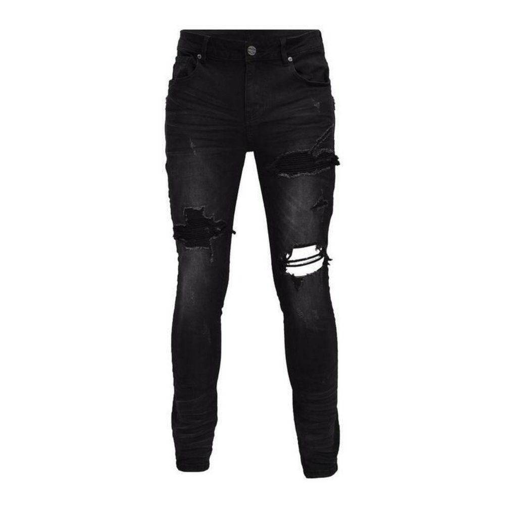 GRINDHOUSE RIPPED N REPAIR SIDE LONG ZIP MEN'S JEANS NEW ASST SIZES 32" INSEAM
